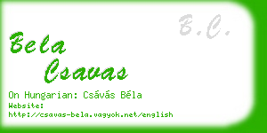 bela csavas business card